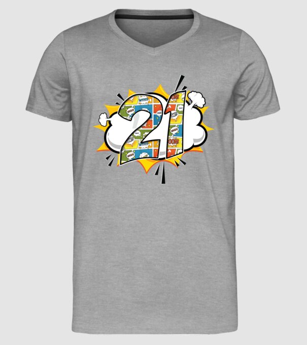 Birthday Comic Number 21 model gri pe tricou