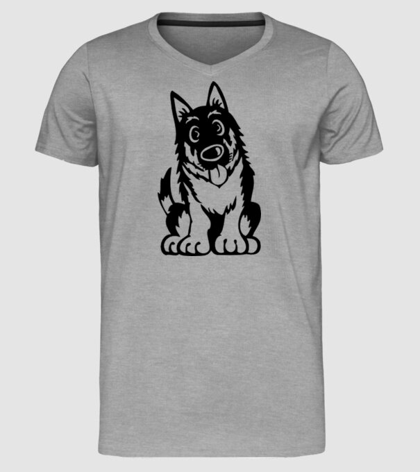 câine lup model gri pe tricou
