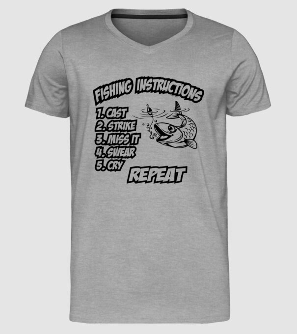 Fishing instructions model gri pe tricou