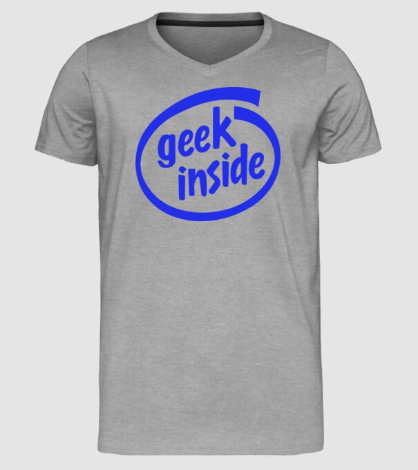 Geek inside model gri pe tricou