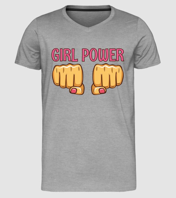 Girl Fist model gri pe tricou