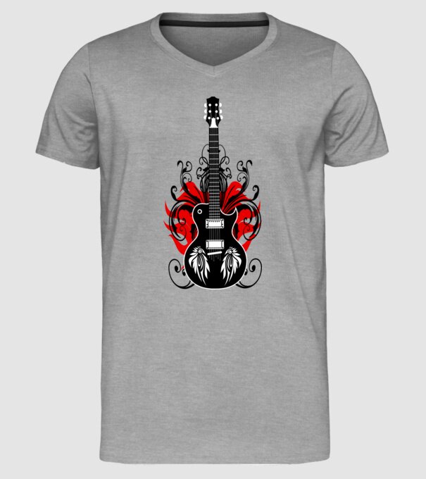 Chitară model gri pe tricou