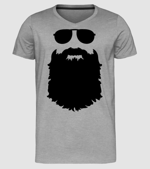 Barbă Hipster model gri pe tricou