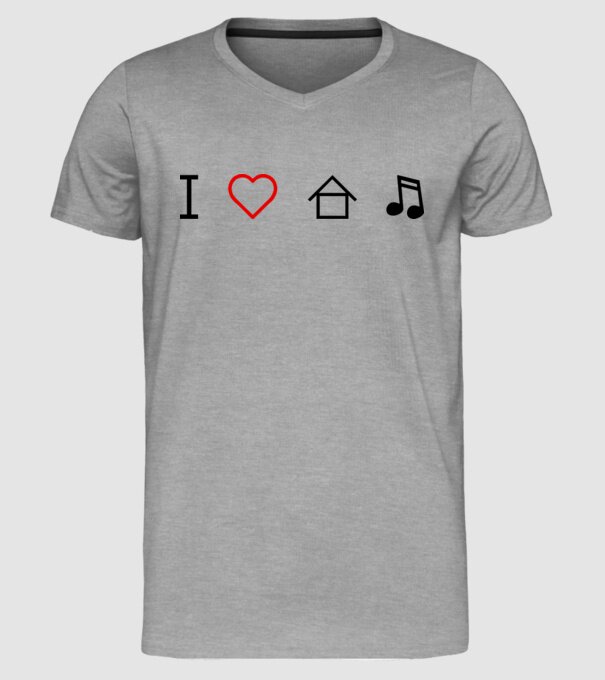 I love house music model gri pe tricou