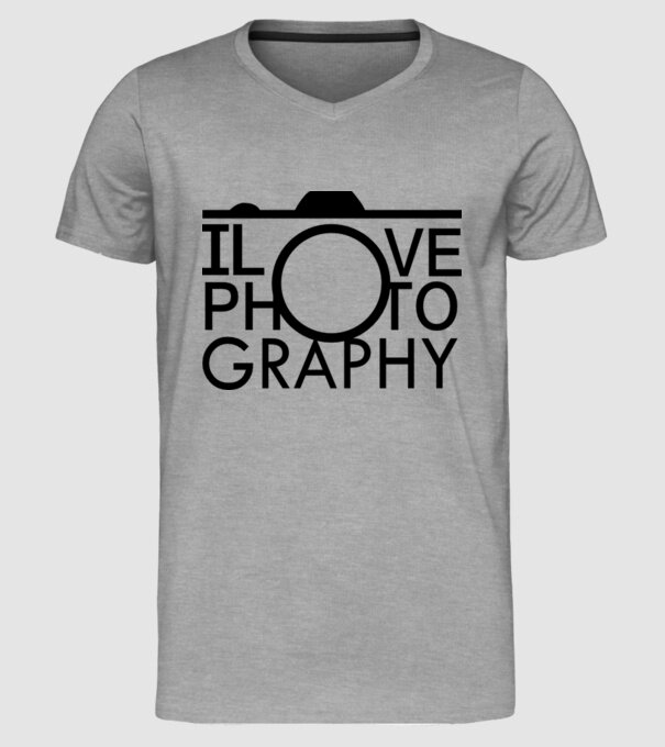 I love photography model gri pe tricou