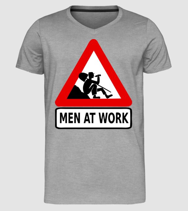 men at work model gri pe tricou