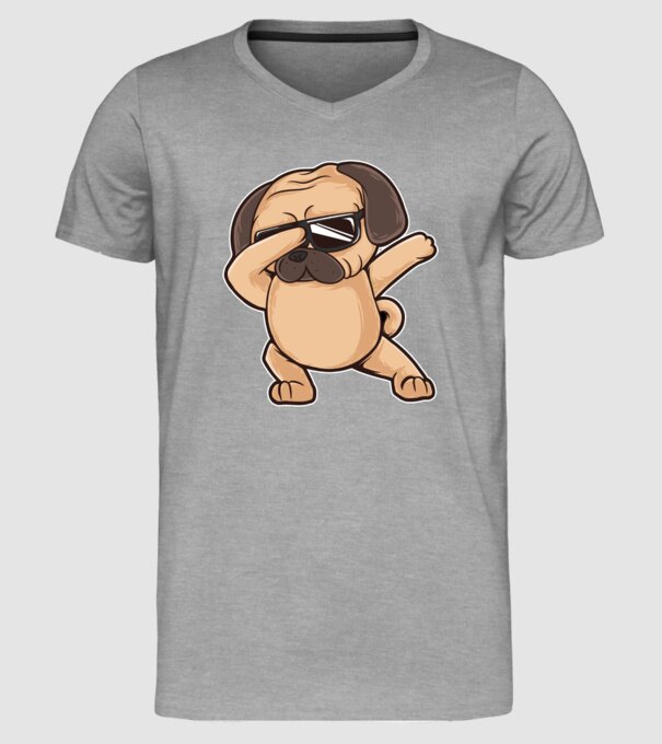 Mops DAB model gri pe tricou
