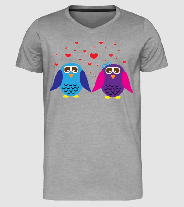 Owl Love model gri pe tricou