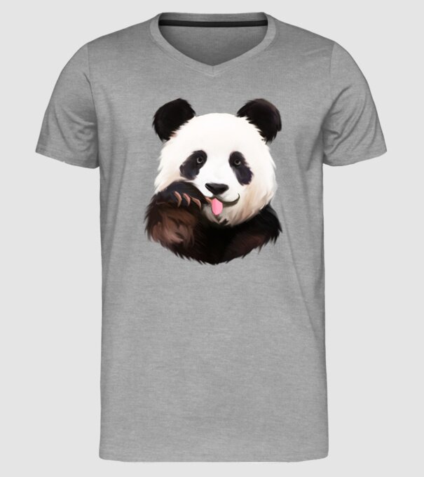 Panda face model gri pe tricou