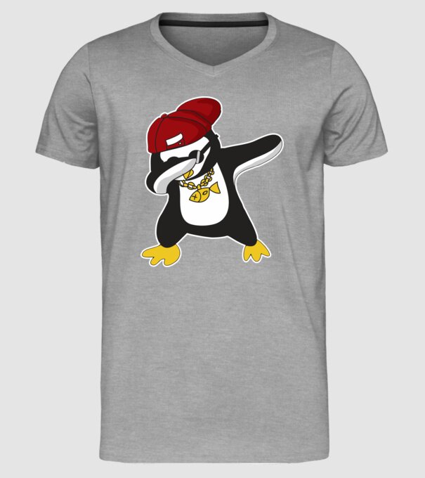 Pinguin DAB model gri pe tricou