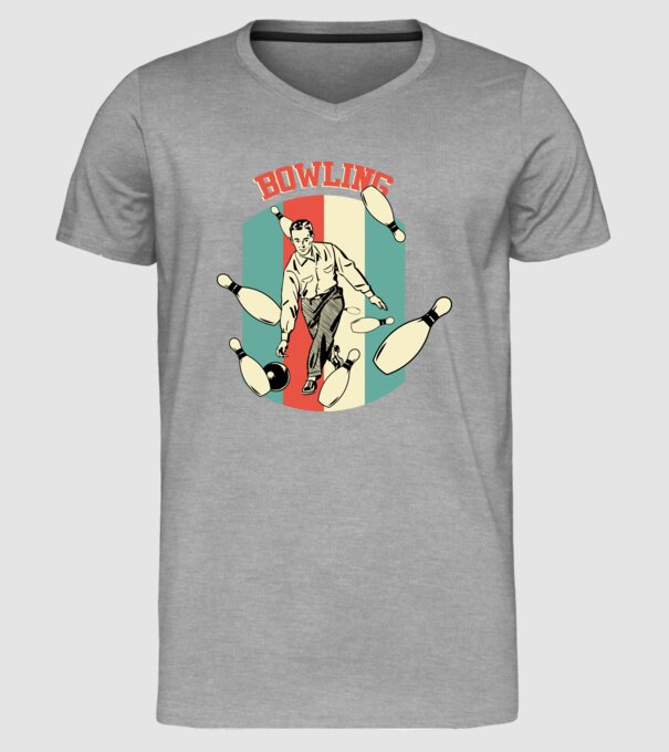 Retro Bowling model gri pe tricou