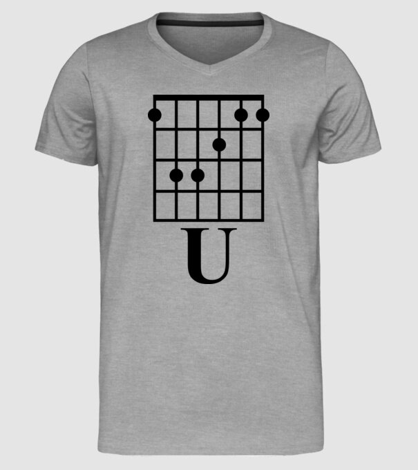 U Chord model gri pe tricou