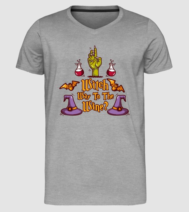 Witch way to the wine model gri pe tricou