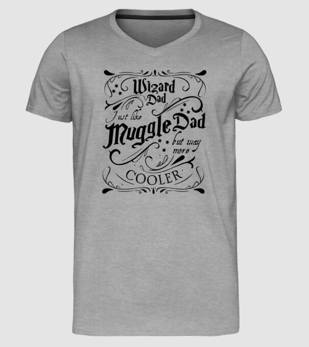 Wizard dad model gri pe tricou