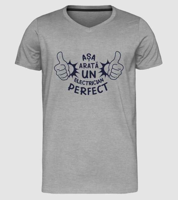 Așa arată un ELECTRICIAN perfect model gri pe tricou