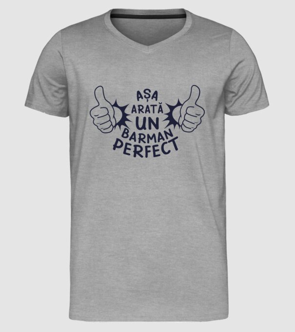 Așa arată un BARMAN perfect model gri pe tricou