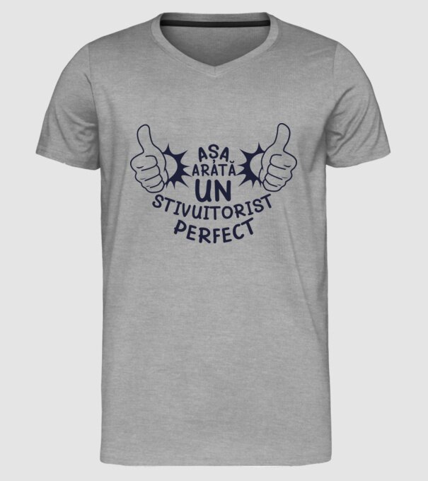 Așa arată un STIVUITORIST perfect model gri pe tricou
