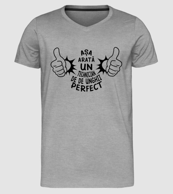 Așa arată un TEHNICIAN DE UNGHII perfect model gri pe tricou