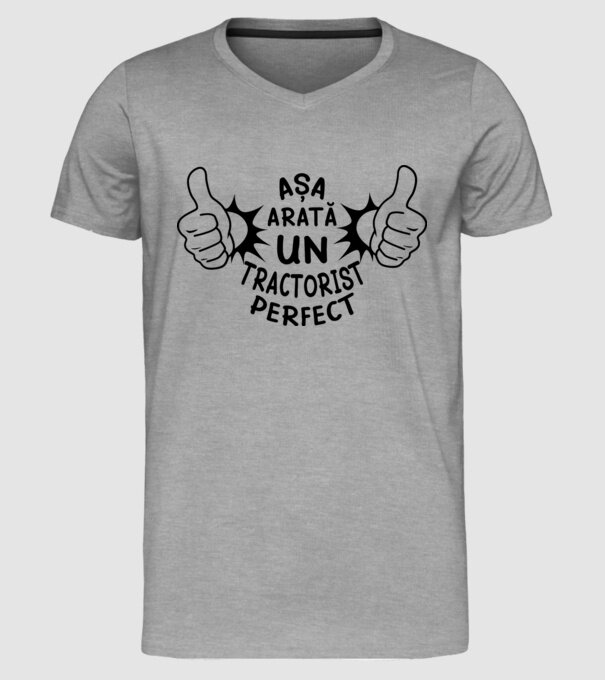 Așa arată un TRACTORIST perfect model gri pe tricou