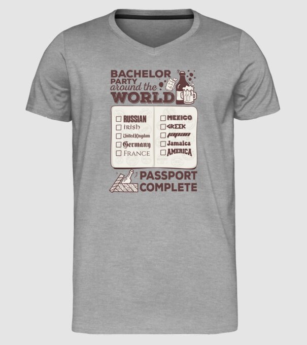 Bachelor Party World tour model gri pe tricou