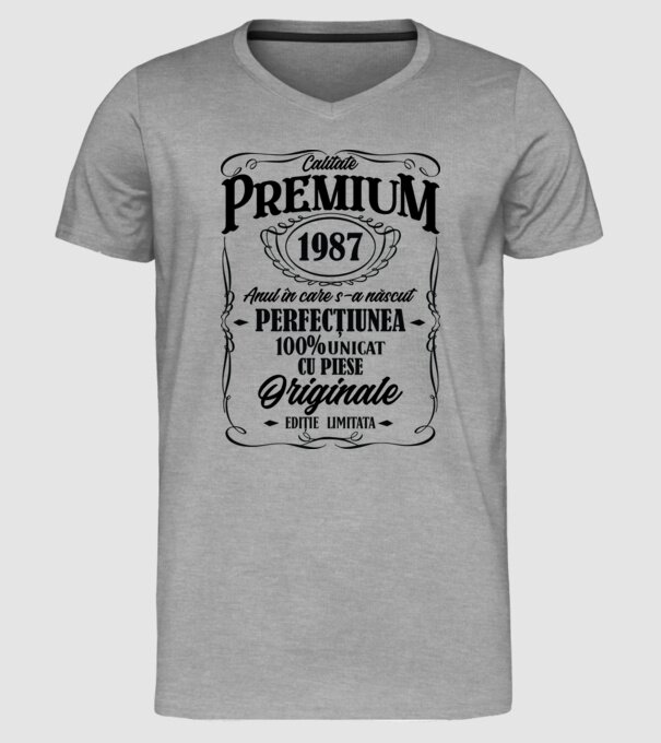 calitate premium -1987 - anul în care s-a născut - perfecțiunea - 100% unicat, cu piese originale, ediție limitată model gri pe tricou