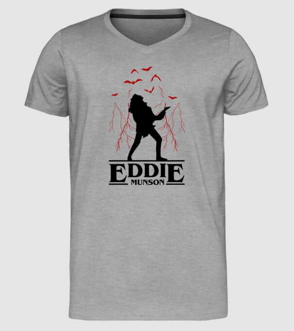 eddie munson stranger things model gri pe tricou