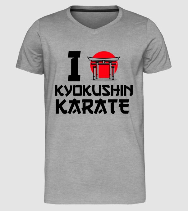 I love Kyokushin Karate model gri pe tricou