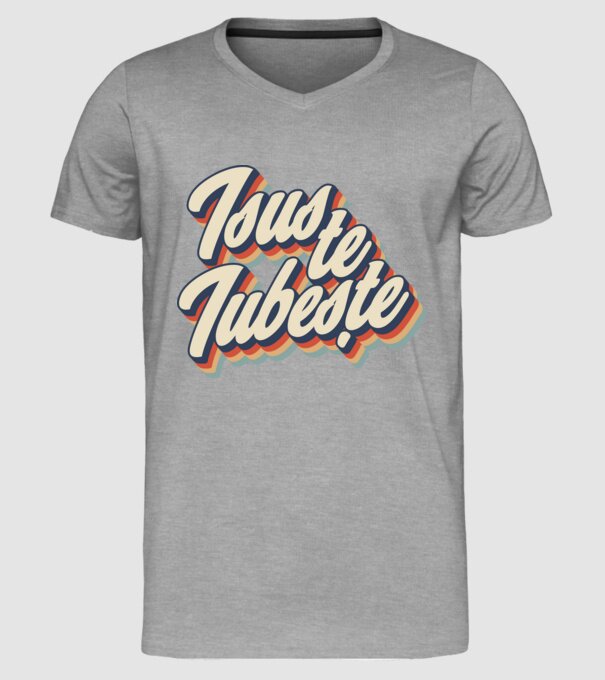 Isus te iubește model gri pe tricou