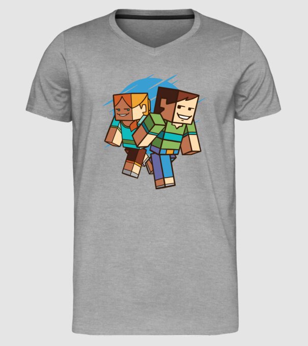 Minecraft model gri pe tricou