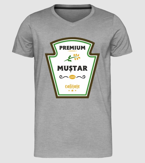 muștar premium - calitate model gri pe tricou