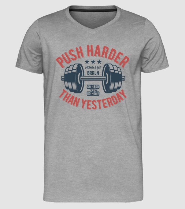 push harder model gri pe tricou