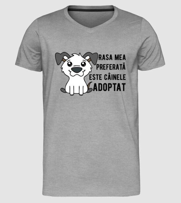 Rasa mea preferată este câinele adoptat model gri pe tricou