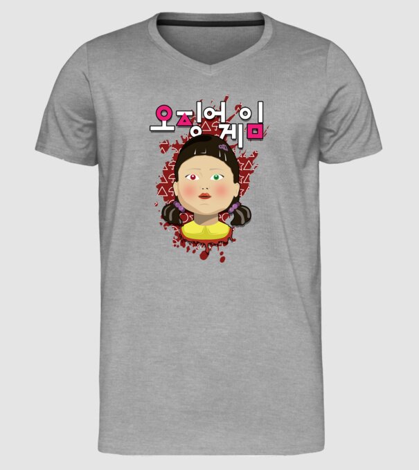 red light green light doll model gri pe tricou