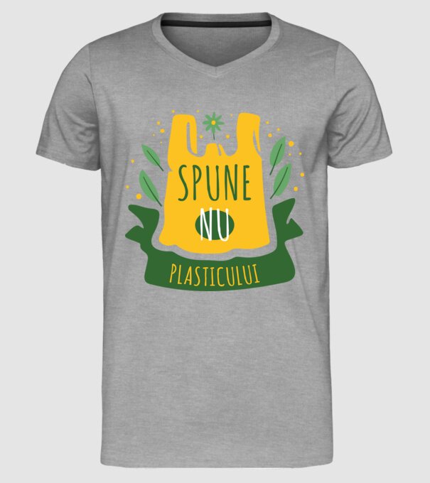 spune nu plasticului model gri pe tricou