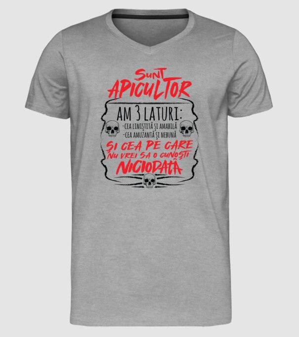 sunt apicultor am 3 laturi model gri pe tricou