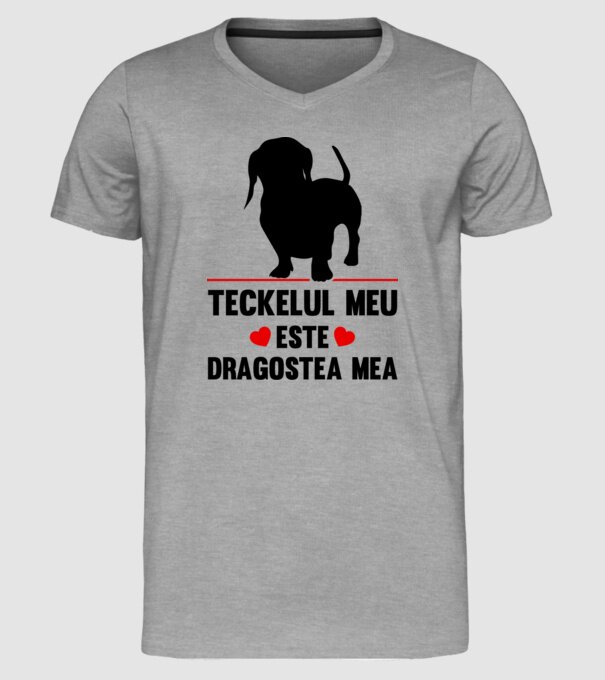 teckelul meu este dragostea mea model gri pe tricou