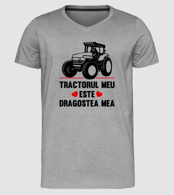 tractorul meu este dragostea mea model gri pe tricou