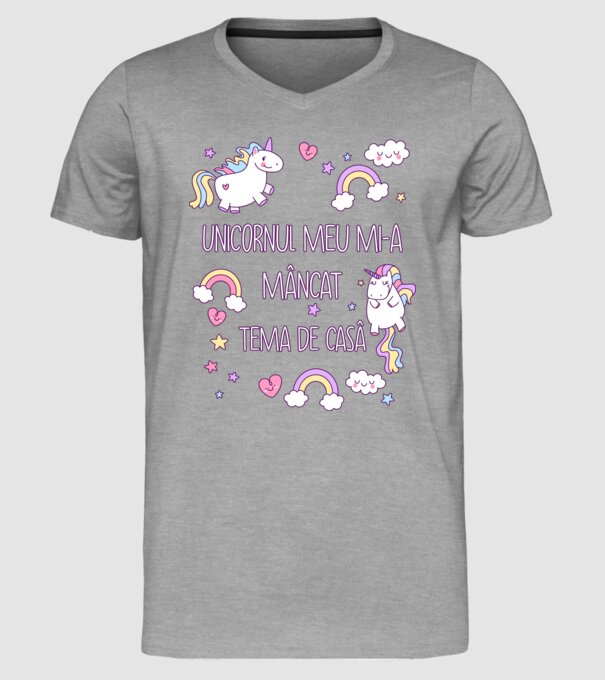 Unicornul meu mi-a mâncat tema de casă model gri pe tricou