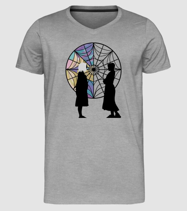 Wednesday and Enid model gri pe tricou