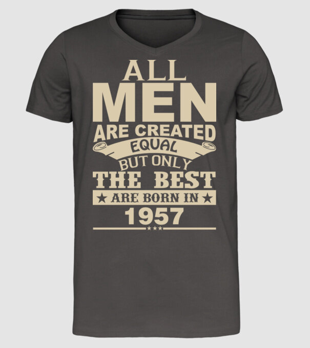 All men are created - 1957 model gri închis pe tricou