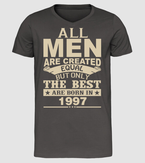 All men are created - 1997 model gri închis pe tricou