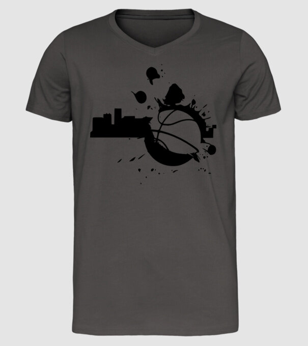 basket-1sz model gri închis pe tricou