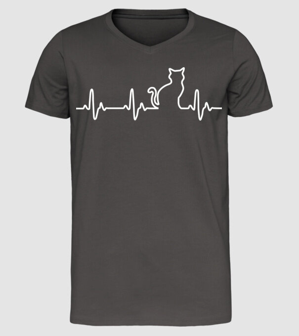 cat ekg model gri închis pe tricou