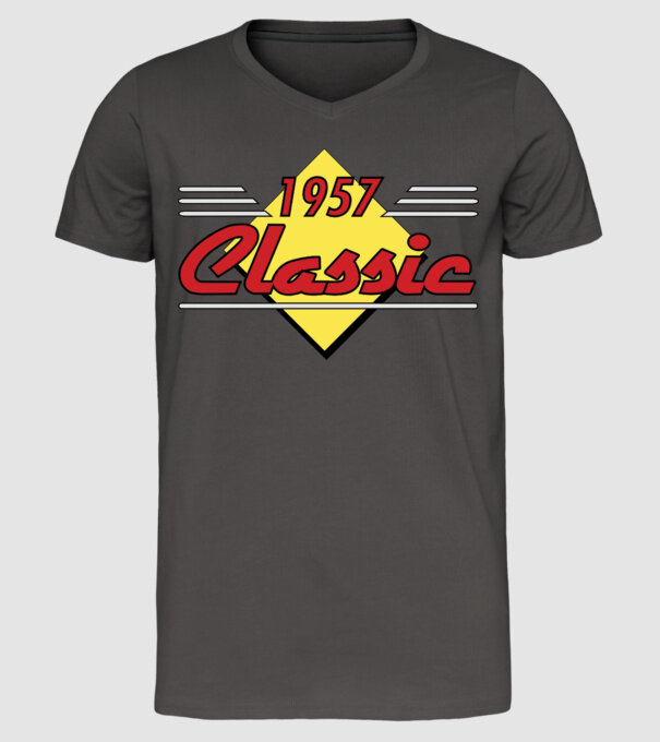 Classic - 1957 model gri închis pe tricou