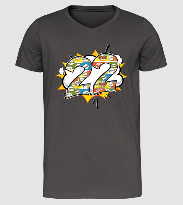 Birthday Comic Number 22 model gri închis pe tricou