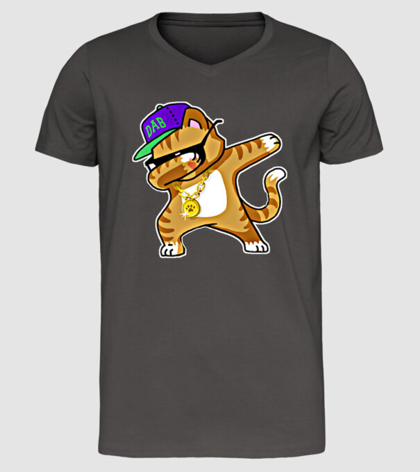 Cool Cat DAB model gri închis pe tricou