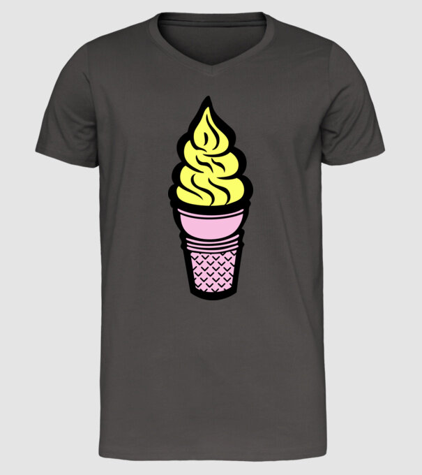 Înghețată model gri închis pe tricou