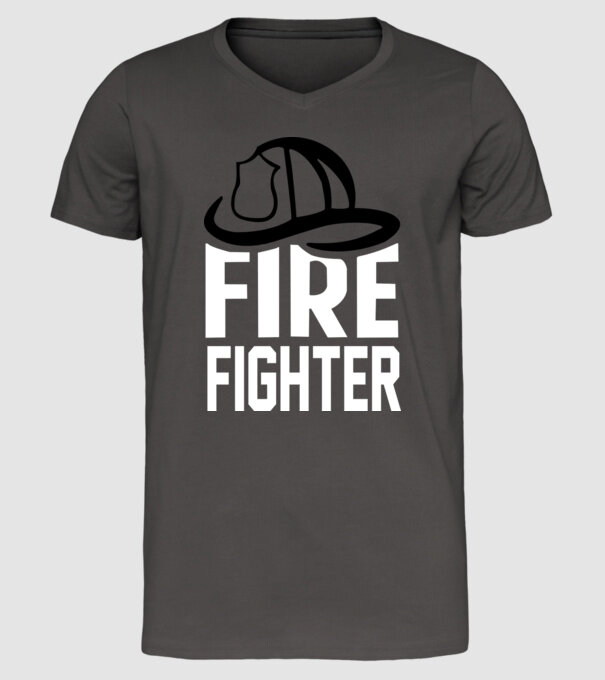 Fire fighter model gri închis pe tricou