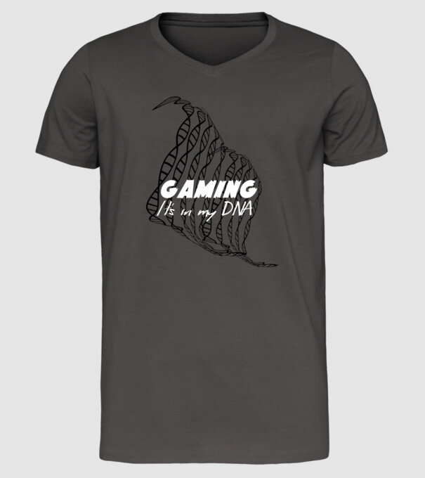 Gamer DNA model gri închis pe tricou
