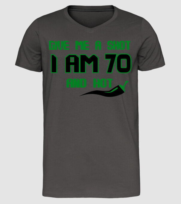 Give me a shot - 70 model gri închis pe tricou